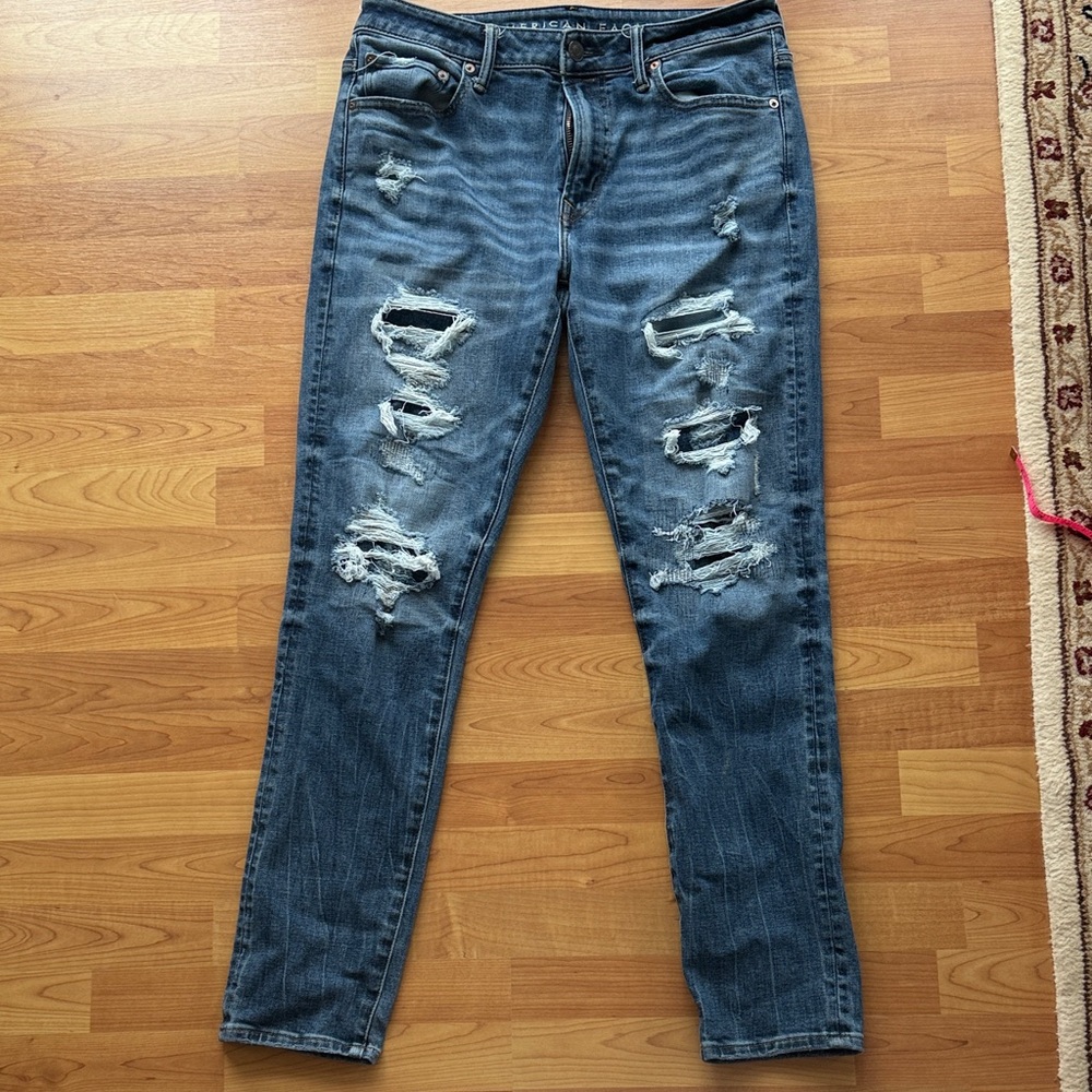 Men’s Distressed Blue Ripped Jeans